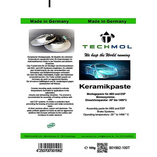 Keramikpaste Techmol für Bremssystemen mit ABS- und ESP-Systemen empfohlen Dose 250g